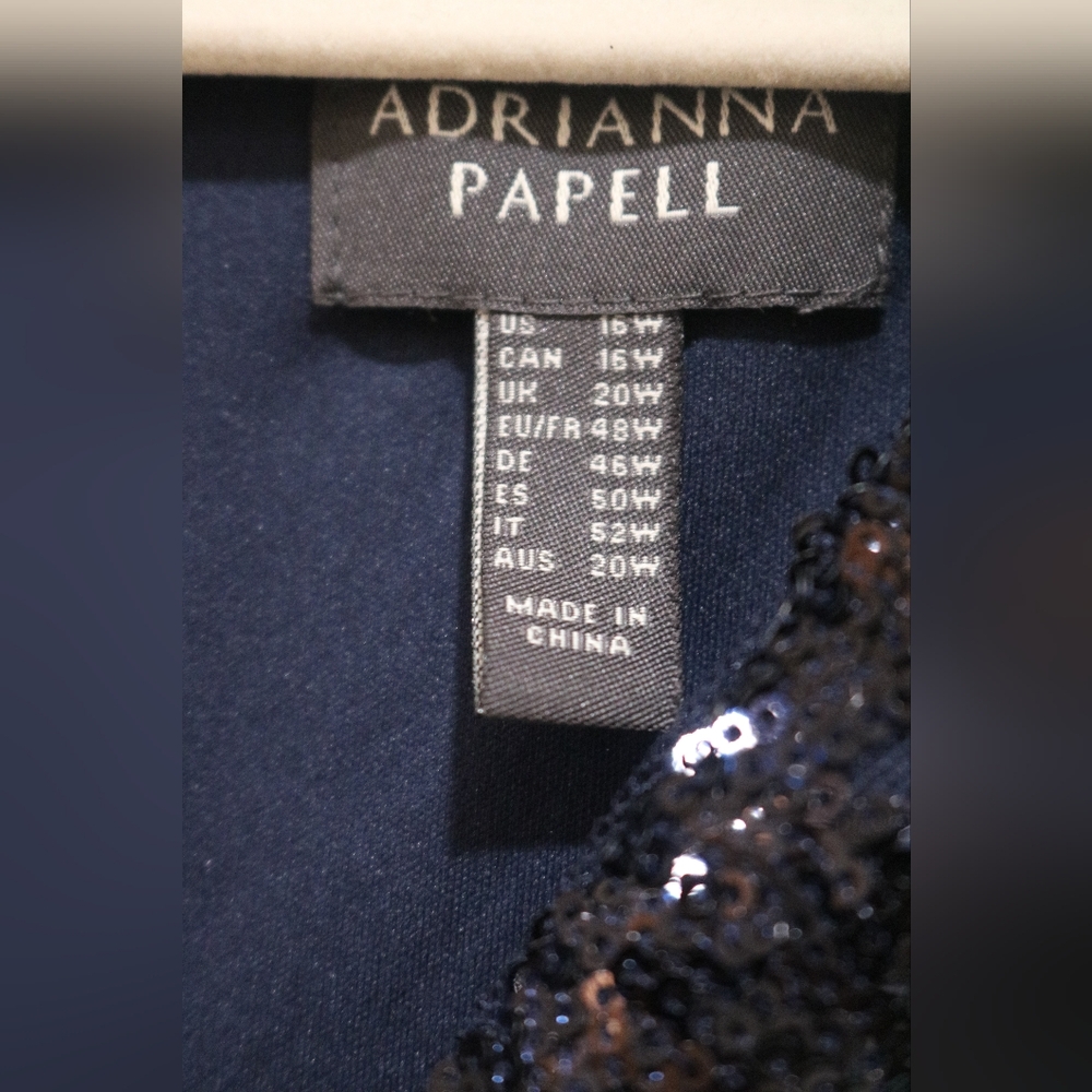 Adrianna Papell Plus Size Floral-Sequined Sheath Dress - Midnight - Picture 6 of 12